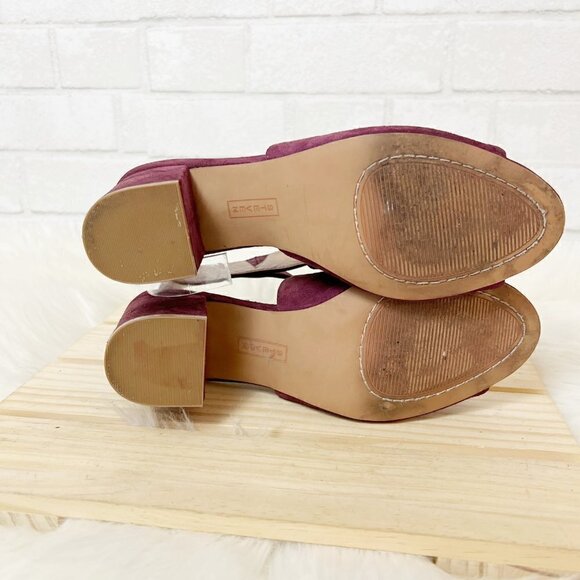 Steven by Steve Madden Venuz Peep Toe Cutout Plum Suede Sandals Size 7.5 - Picture 6 of 9